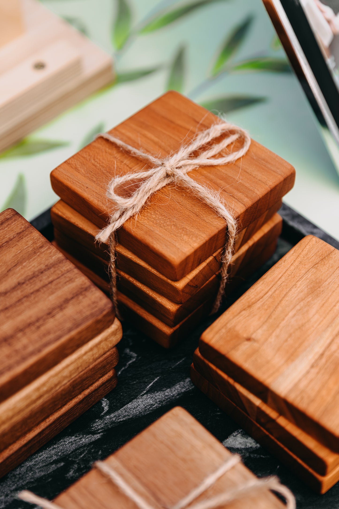 Edge Grain Cherry Coaster